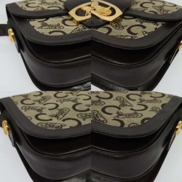 CELINE C Sulky Shoulder Bag Canvas Beige Gold - Picture 10 of 13